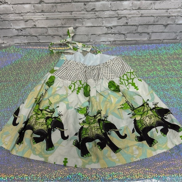 ApPEARel Tree Size 4T Ivory Green Halter Dress Elephant Polka Dot - Picture 3 of 10